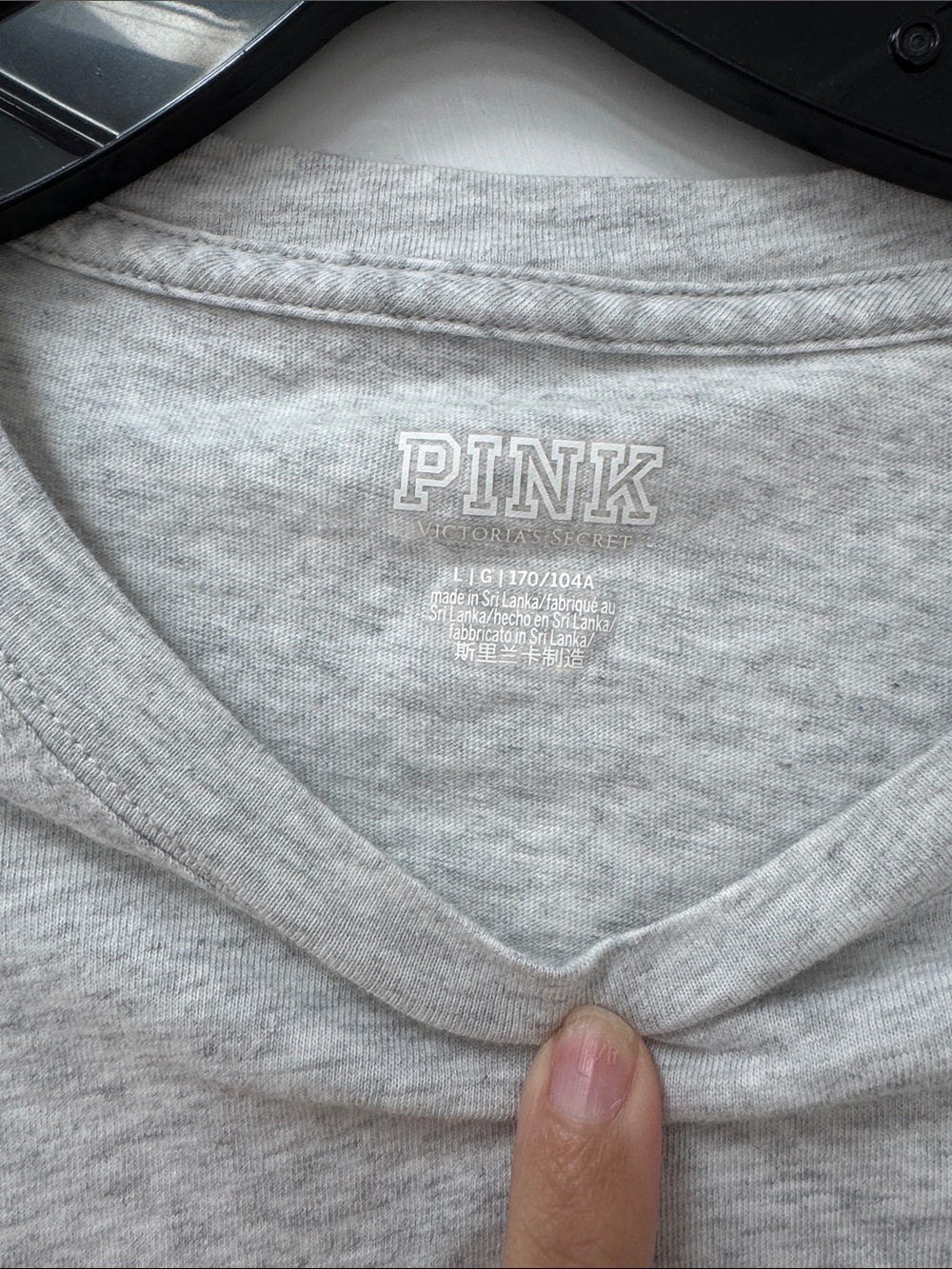 PINK Victoria's Secret Heather Gray Tee with White Logo - Picture 3 of 7
